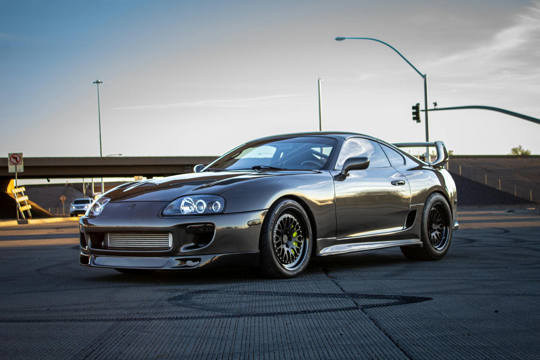 toyota supra parked on roadway